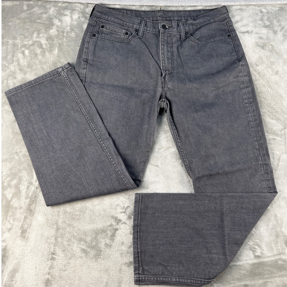Levi's Jeans Mens 36x30 514 Straight Fit Grey Stretch Denim EUC
